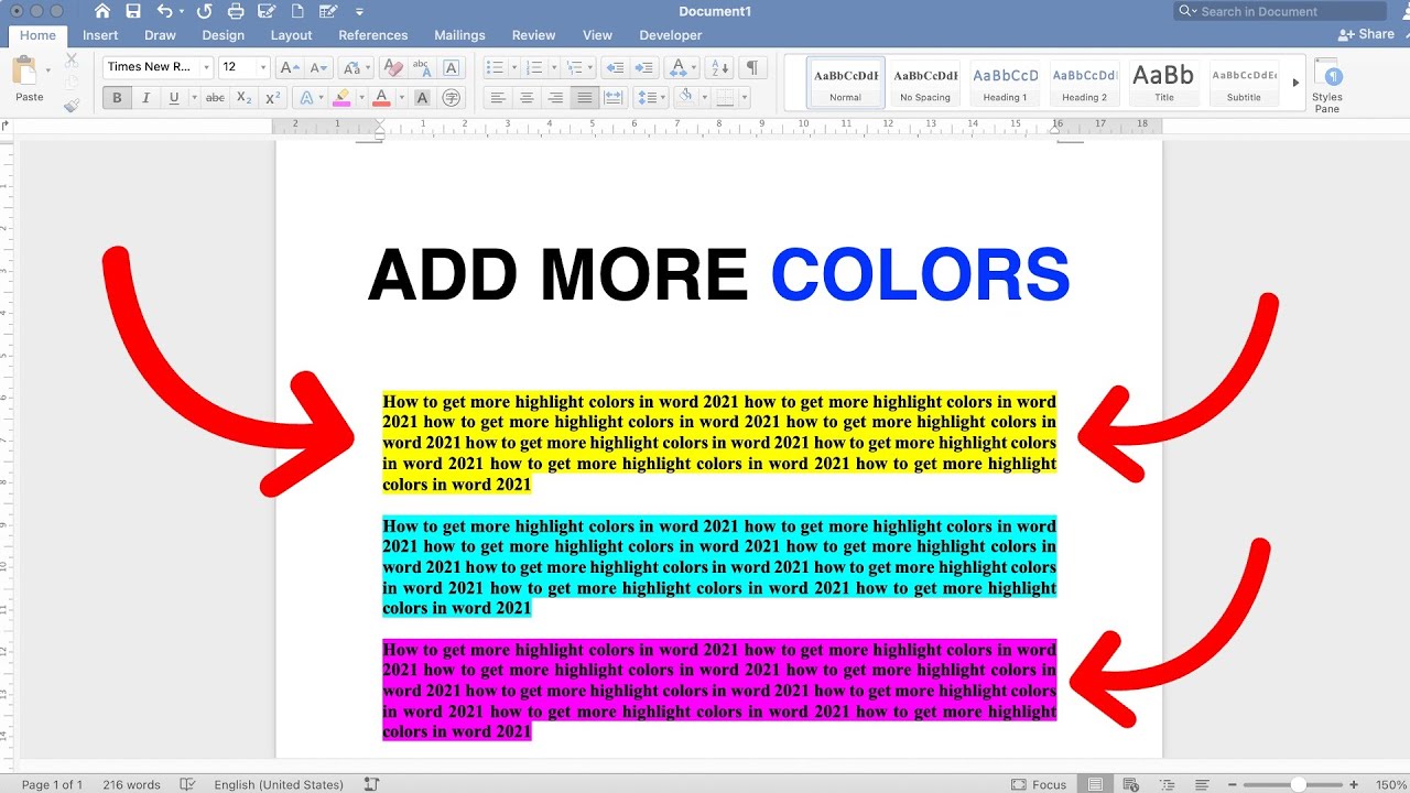 How To Get More Highlight Colors In Word 2021 - YouTube