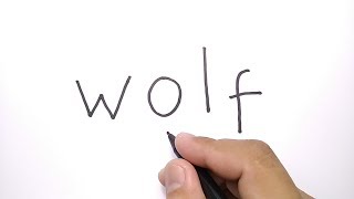 VERY EASY ! how to turn words WOLF into CARTOON for KIDS / learn how to draw