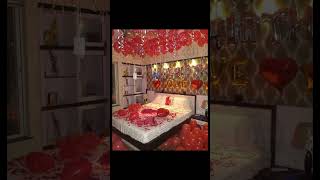 Honey moon bedroom decoration idea#honeymoon #decorating #lovemarriage #lovers #fastnight