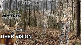 Killik K2 hunting camo with simulated deer vision on 14 backgrounds