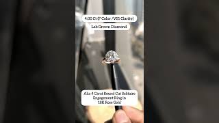 Alia 4 Carat Round Solitaire Lab Grown Engagement Ring in 18k Rose Gold 💎 #diamond #jewelrydesigner