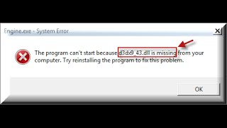 HOW TO FIX D3DX9_43.dll MISSING/ERROR IN ALL WINDOWS | 2015-2016 | 1000% WORKING | EASY .