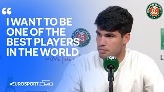 Carlos Alcaraz immediate reaction after reaching first French Open final by beat