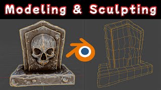 Blender Modeling Sculpting Tutorial  | Tombstone | Game Assets