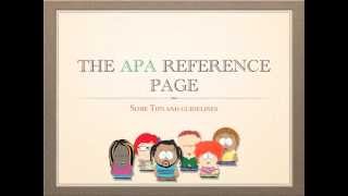 Building the APA Reference Page