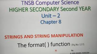 The format() function in python with Example, Part 5, in Tamil, Chapter 8, A.Jaya Mabel Rani/AP