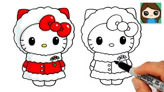 How to Draw Hello Kitty Christmas Easy
