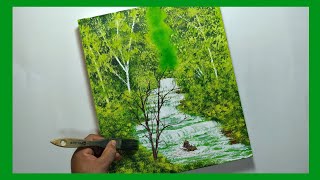 ✅ Como Pintar BOSQUE VERDE / Pintura Acrilica / Tutorial para Principiantes No. 105 🟢🌳🌳🌳