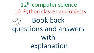 12th computer science chapter 10|study material|python classes and objects