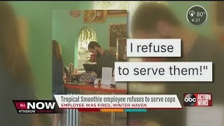 Fired worker 'sorry' for refusing to serve cops