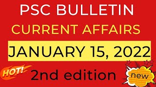 PSC BULLETIN CURRENT AFFAIRS JANUARY 2022 PART 2(Jan 15 edition)