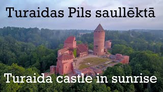 Turaidas pils saullēktā 2020. Turaida castle during Sunrise, flying my DJI Mavic Pro Platinum. 4k