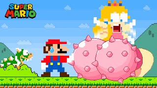 Super Mario Bros. but Mario touchs turn Peach to Giant BUTT with Spikes | Game A