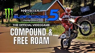 Monster Energy Supercross 5 COMPOUND \u0026 FREE ROAM | Honda CR250R 2 Stroke Fun! | PS5 Next Gen