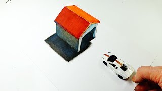 Mixed reality illusion - 3D trick art - Drawing a garage by Vamos