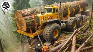 Extreme Dangerous Big Logging Wood Truck Driving Skill | Fastest Chainsaw Cutting Tree Machines #13