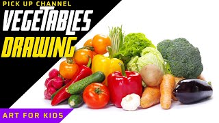 Vegetables Drawing for kids | Crayons Drawing for kids | Coloring | Sketching