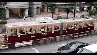 熊本市電5000形連接電車(5014A/5014B)夕方の運行