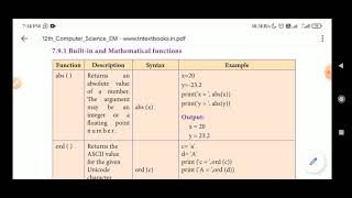 12 CS Chapter -7 | Python Functions | built in, mathematical functions, composition, Recursion