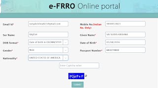 e-FRRO service for Foreigners I e-FRRO complete form filling