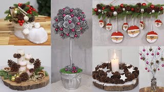 Christmas Decoration Ideas With Pin cones,wood slices,cheap materials🎄