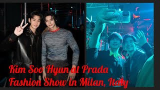 Kim Soo Hyun, Kentaro Sakaguchi at Prada Fashion Show in Milan, Italy