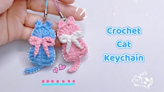 Crochet Cat Keychain 🐱| Easy Crochet Cat Tutorial | Móc Móc Khoá Con Mèo Đơn Giản