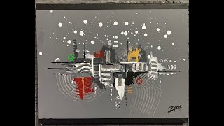 Asmr Short Painting Tutorial / Abstract - Space City 9