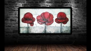 Making of Abstract Painting/ textured/ Poppies
