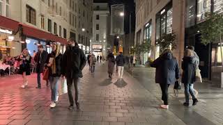 Vienna, Austria - City center night life 4K walk tour part 1