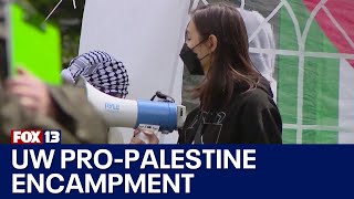 Pro-Palestinian encampment underway at UW | FOX 13 Seattle