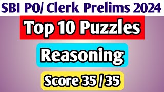 Top 10 Puzzles for SBI PO/ Clerk 2024 | SBI PO 2024 | SBI Clerk 2024 | Puzzles & Seating