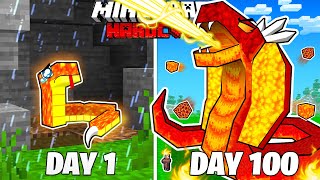 I Survived 100 Days as a LAVA SERPENT in HARDCORE Minecraft