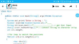 Java code to reverse the string without using string methods