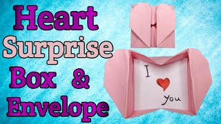 origami heart box & envelope/ Heart box & envelope with secret message /Diy valentines' day ideas