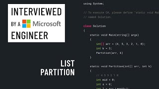 C# interview with a Microsoft engineer: List partition