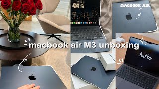 💻 unboxing Macbook Air M3🎀 | aesthetic, comparison old macbook✨