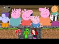 JJ and Mikey HIDE from ALL PEPPA PIG Family in Minecraft Challenge Maizen Security House