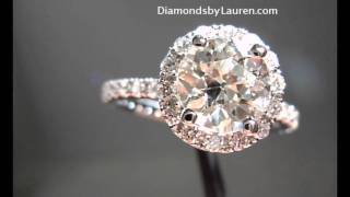 1.36 ct. J SI1 Old European Cut Diamond in 18Karat White Gold Diamond Halo Ring