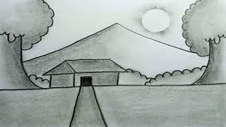 How To Draw A Natural Scenery With Pencil Shading Easy |Drawing Nature Easy Scenery