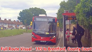 Full Route Visual | London Bus Route 195 - Charville Ln Est to Brentford, County Ct | (8221) YX67VDZ