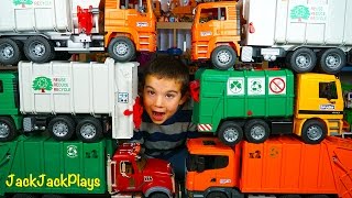 Recycling Truck Surprise Toy Unboxing! Bruder Garbage Trucks Pretend Play for Kids | JackJackPlays