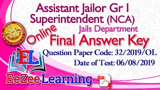 Assistant Jailor Gr I - Superintendent (NCA) - Jails Department | Final Answer Key (Online)