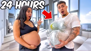 BOYFRIEND TRIES TO BE PREGNANT FOR 24 HOURS! *HILARIOUS*