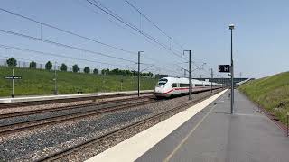 Passage à grande vitesse de l'ICE n°9554 Frankfurt - Paris Est en gare de Champagne Ardenne TGV