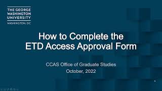 How to Complete the ETD Access Approval Form