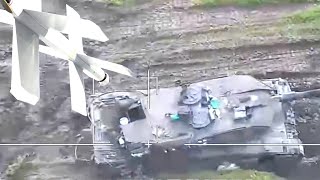 Удар дрона Ланцет в немецкий танк Leopard 2A6 армии Украины