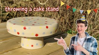 How To Make A Ceramic Cake Stand in one piece// throwing, trimming and glazing // Birthday Special!!