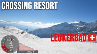 [4K] Skiing Leukerbad, Crossing Resort - Rinderhalde Top to Bottom, Wallis Switzerland, GoPro HERO9