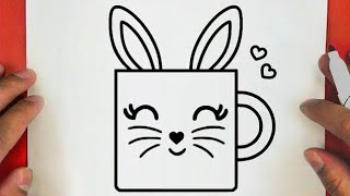 Kitty Cup Drawing / How to Draw a Cute Kitty Cup | Easy Kitty Drawing / Painting Coloring For Kids